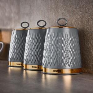 Tower Set of 3 Empire Canisters Grey