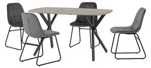 Athens Rectangular Dining Table with 4 Lukas Chairs, Concrete Effect Grey