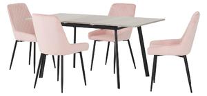 Avery Rectangular Extendable Dining Table with 4 Chairs Pink
