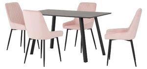 Berlin Rectangular Dining Table with 4 Avery Chairs Pink