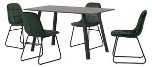 Berlin Rectangular Dining Table with 4 Lukas Chairs Green