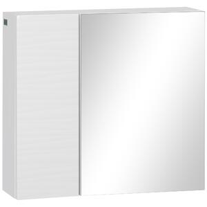 Kleankin Wall Mounted Double Door Bathroom Mirror Cabinet, Adjustable Shelf Storage Cupboard Organizer, White