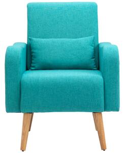 HOMCOM Accent Chair, Linen-Touch Armchair, Upholstered Leisure Lounge Sofa, Club Chair with Wooden Frame, Teal