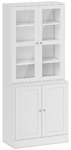 HOMCOM Modern Bookcase with Doors, Display Storage Cabinet with Adjustable Shelves for Living Room, Study, Office, White Aosom UK