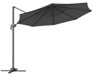 Outsunny 3 x 3(m) Cantilever Parasol with Cross Base, Garden Umbrella with 360° Rotation, Crank Handle and Tilt for Outdoor, Black