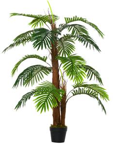 Outsunny 120cm/4FT Artificial Palm Tree Decorative Plant w/ 19 Leaves Nursery Pot Fake Plastic Indoor Outdoor Greenery Home Office Décor Aosom UK