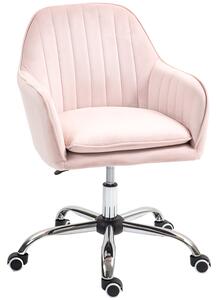 HOMCOM Velvet-Feel Tub Office Chair, with Seat Cushion - Pink Aosom UK