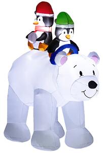 Outsunny 6.4FT Christmas Inflatable Two Penguins Riding on Polar Bear, Christmas Blow Up Outdoor LED Display for Garden Party Aosom UK