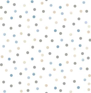 Noordwand Wallpaper Mondo baby Confetti Dots White, Blue, Grey and Beige
