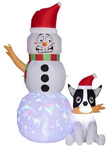 Outsunny 6.2FT Christmas Inflatable Snowman with Dog, Christmas Blow Up Outdoor LED Display for Garden Party Aosom UK