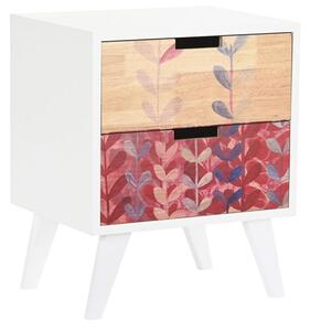 Nightstand DKD Home Decor Natural White Natural rubber Maroon Paolownia wood 40 x 30 x 48 cm