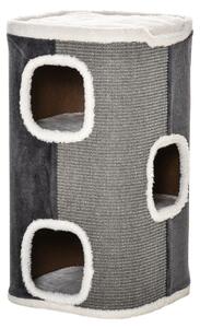 PawHut Sisal Cat Barrel with Soft Plush & Lamb Fleece Grey Aosom UK