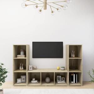 TV Cabinets 3 pcs Sonoma Oak 107x35x37 cm Engineered Wood