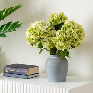 Artificial Hydrangeas in Grey Vase