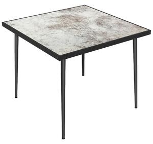 Outsunny Square Outdoor Dining Table, Grey, 4-Seater Garden Table with Marble Effect Tempered Glass Top and Steel Frame