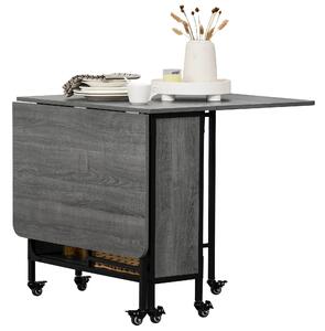 HOMCOM Mobile Drop Leaf Table Folding Kitchen Table Extendable Dining Table For Small Spaces With 6 Wheels & Storage Shelf Aosom UK