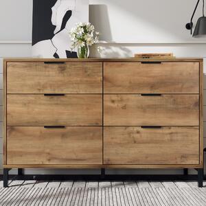 Sideboard Cabinet with Storage Drawers, Metal Cupboard Handles, Wooden Chest of Drawers for Living Room, Bedroom, 120x40x76 cm, Dark Oak Aosom.UK