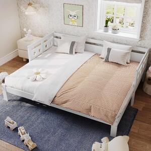 Heart-Shaped Wooden Daybed Frame with Pull-Out Trundle, 3FT Single Sofa Bed for Children Adults, Guest Bed for Bedroom, White Aosom UK