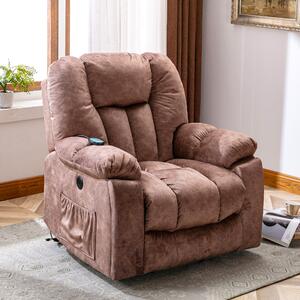 Power Massage Lift Recliner Chair with Heat & Vibration, USB Ports, Side Pockets, Ergonomic Massage, Easy Assembly, 100x95x102 cm, Brown Aosom UK