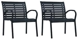 Garden Chairs 2 pcs Black Steel and WPC