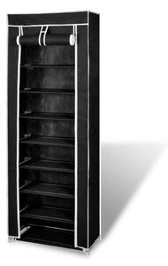 Fabric Shoe Cabinet with Cover 162 x 57 x 29 cm Black