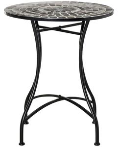 Outsunny Mosaic Side Table, 60cm Round Bistro Coffee Table, Plant Stand for Indoor, Outdoor, Garden, Patio, Balcony, Grey
