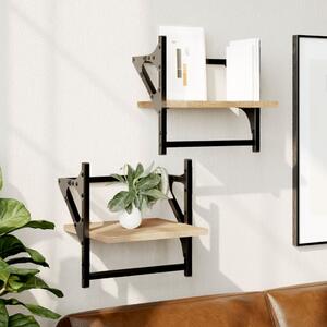 Wall Shelves with Bars 2 pcs Sonoma Oak 30x25x30 cm