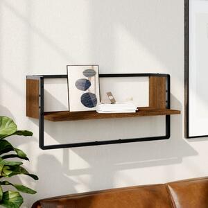 Wall Shelf with Bar Brown Oak 65x25x30 cm