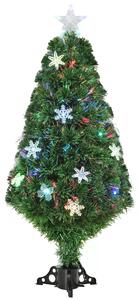 HOMCOM 4FT Pre Lit Christmas Tree Artificial Tree Fiber Optic LED Light Holiday Home Xmas Decoration Tree with Foldable Feet, Green