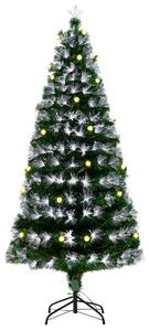 HOMCOM HOMCM 6ft White Light Artificial Christmas Tree w/ 230 LEDs Star Topper Tri-Base Full Bodied Seasonal Decoration Pre-Lit Home