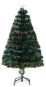 HOMCOM 4ft Pre Lit Christmas Tree Artificial Tree with Multi-Coloured Fiber Optic LED Light(4ft (120cm))