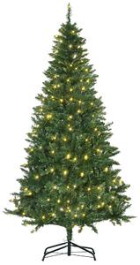 HOMCOM 6ft Prelit Christmas Tree Artificial Tree Warm White LED Light Holiday Home Xmas Decoration, Green