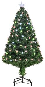 HOMCOM 4FT Prelit Christmas Tree Artificial w/Fibre Optic Decorations LED Light Holiday Home Xmas Decoration-Green