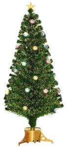 HOMCOM 5FT Pre Lit Christmas Tree Artificial Tree Fiber Optic Holiday Home Xmas Indoor Decoration with Golden Stand Green Aosom UK