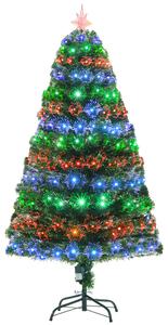 HOMCOM 5ft 150cm Green Fibre Optic Artificial Christmas Tree-Multi