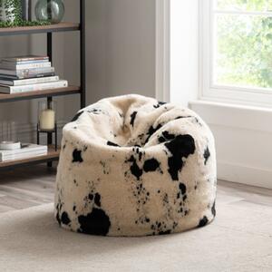 Faux Fur Cow Hide Brown Beanbag