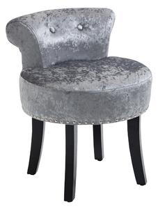 HOMCOM Dressing Table Stool with Rubber Wood Legs Ice Velvet Makeup Seat Dressing Chair for Living Room Dressing Room Bedroom, Grey