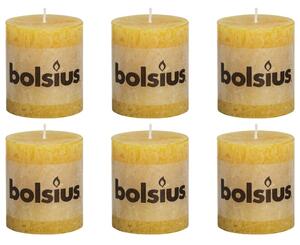 Bolsius Rustic Pillar Candles 6 pcs 80x68 mm Ochre Yellow
