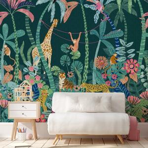 Equatorial Jungle Green Mural