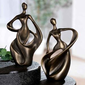 Carnation Synthetic Resin Dancing Woman Sculpture In Brown And Gold
