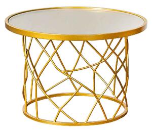 Carnation Large Round Metal Side Table In Gold