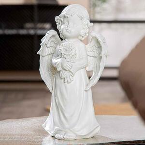 Carnation Large Poly Angel Sculpture In White