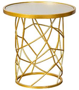 Carnation Small Round Metal Side Table In Gold