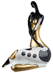 Carnation Synthetic Resin Setting Woman Sculpture In Black And White
