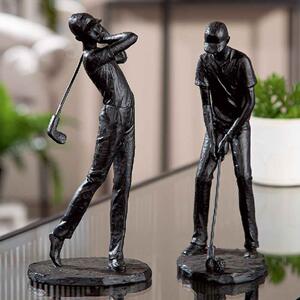 Carnation Poly 2 Golf Player Sculpture In Black