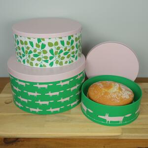 Scion Dexam Mr Fox Set of 3 Round Mint Green Cake Tins