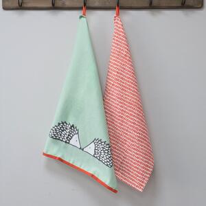 Scion Dexam Spike Hedgehog Set of 2 Tea Towels Green