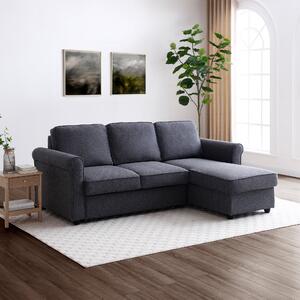 Kayden Fabric Traditional Scroll Arm Corner Sofa Bed Navy