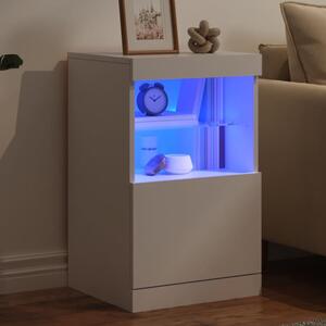Ypsilanti Wooden Bedside Cabinet With 1 Door And LED - White