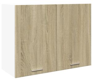 Baina 80cm Wooden Wall Hung Storage Cabinet With 2 Doors - Sonoma Oak/White